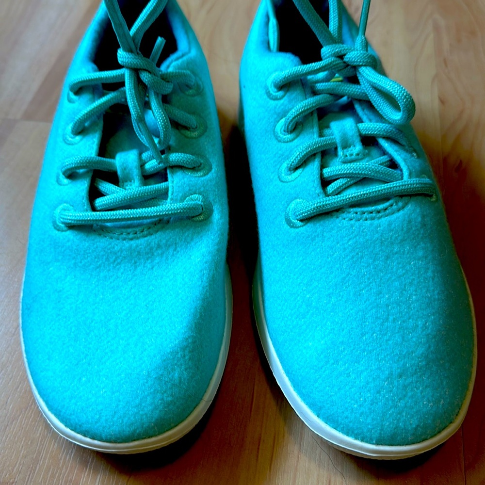 All birds sneakers. Wool runner. Never been used. Light teal-ish in color.
